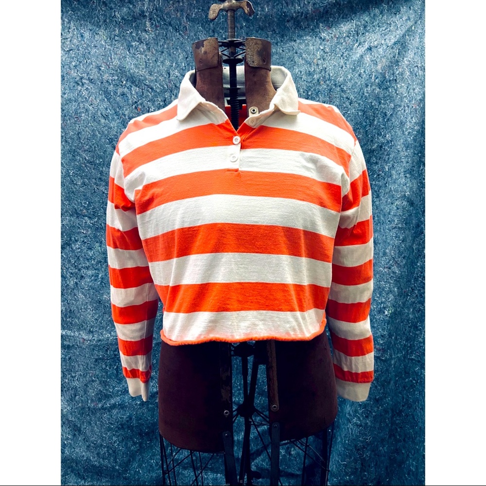 Wild Fable Striped Orange and White Cropped Shirt